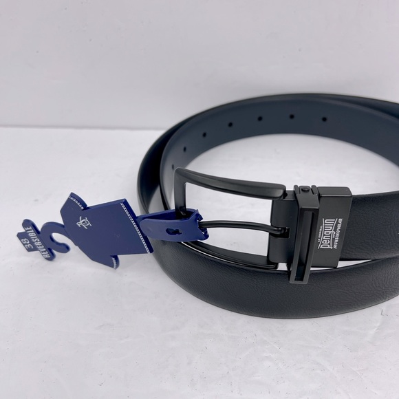 ORIGINAL PENGUIN MEN’S BLACK REVERSIBLE BELT, SMOOTH & TEXTURED BELT SIZE 38 - Picture 4 of 13